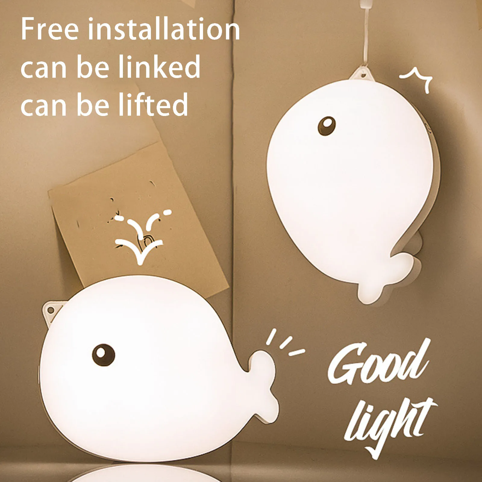 Светодиодный настенный светильник с датчиком движения милый ночник в виде Кита