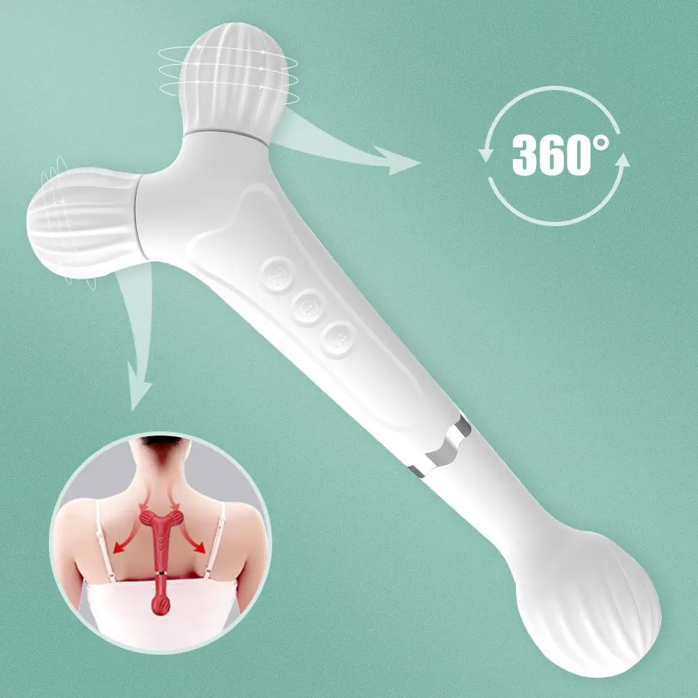 Electric Shoulder And Neck Massage Vibrator Rolling Massage Double Shock Stick Adult Body Muscle Relaxation Massage Hammer