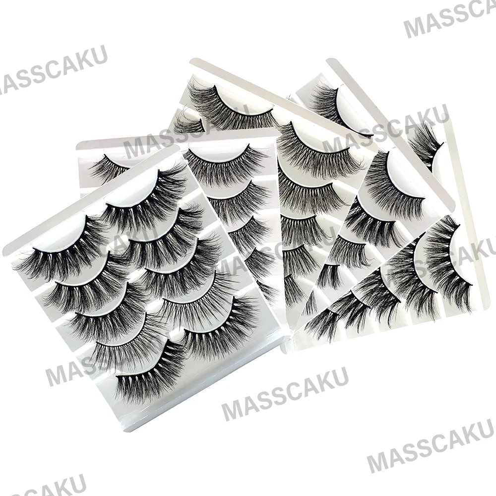 

Натуральные накладные ресницы MASSCAKU, 5 пар длинных ресниц 3d из норки для макияжа