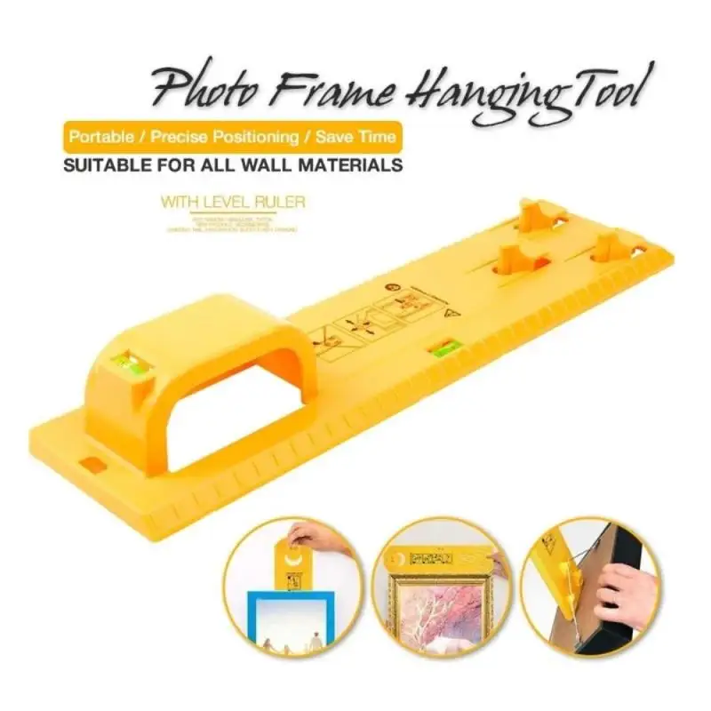 

DIY Photo Frame Level Ruler Picture Frame Hanger Hooks Photos Hang Levels Ruler Easy Wall Hanging Ruler Tools Positioning Tool