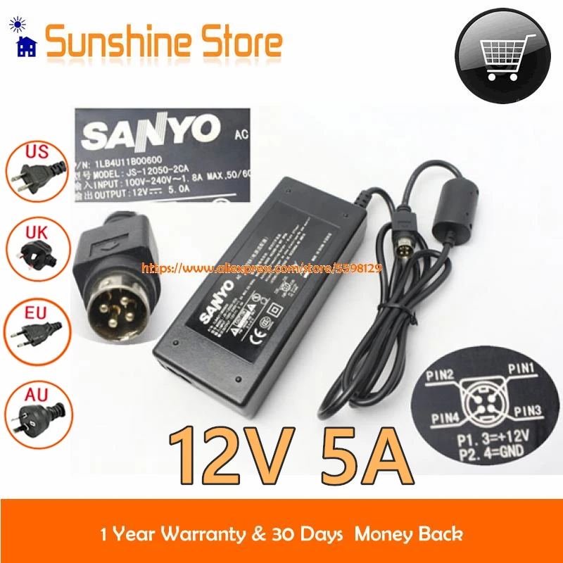 

12 В 4-контактный адаптер DIN 1LB4U11B00600 FSP060-1AD10 1C, зарядное устройство для Sanyo JS-12050-2CA CLT2054 CLT1554, ЖК-монитор для телевизора