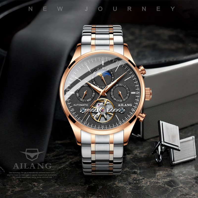 Ailang 2019 new automatic watch male mechanical genuine brand student waterproof green water ghost men's | Наручные часы