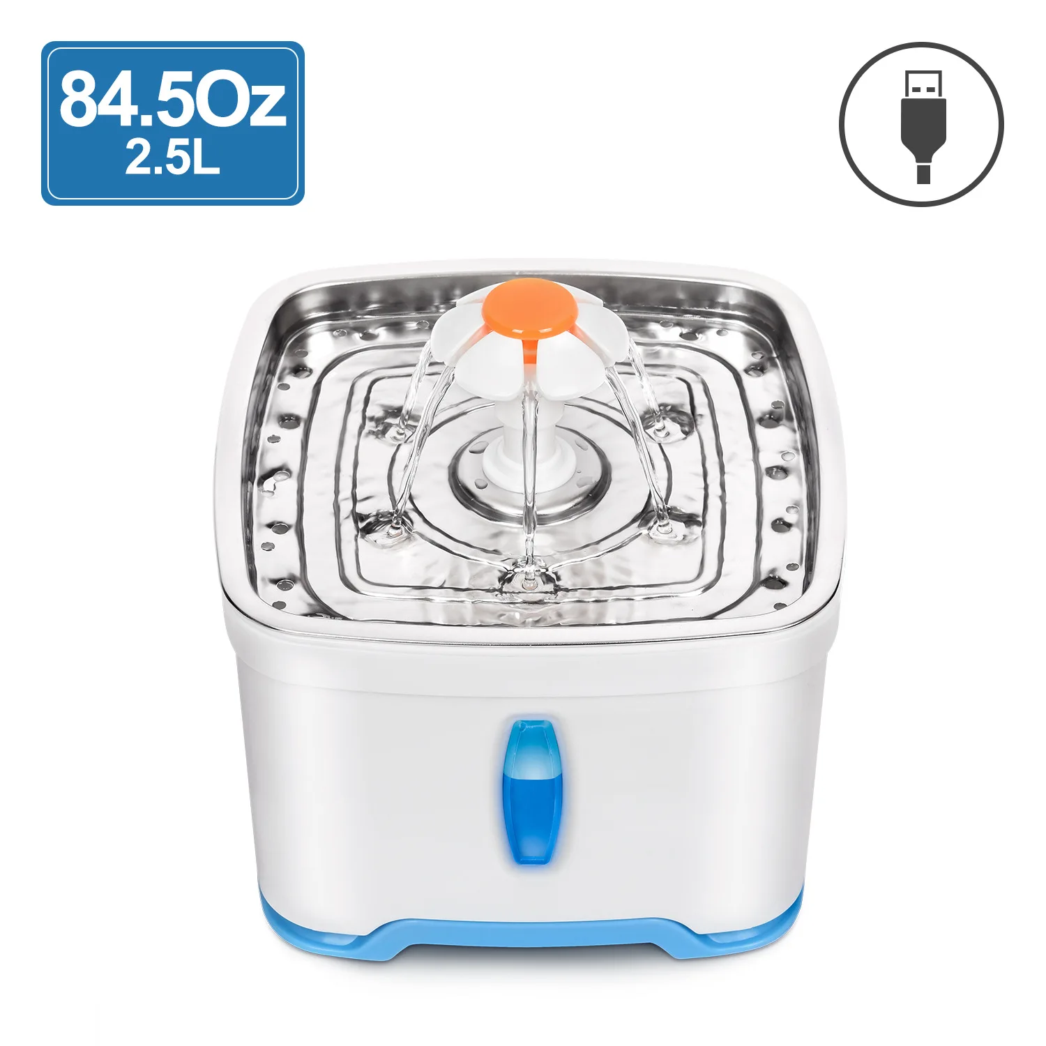 

Pet Fountain Water Dispenser Cats and Dogs Water Bowl Stainless Steel 2.5L Large Capacity Automatic Circulating Water Feeder