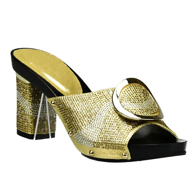 Gold shoes only Новинка года; пикантные оранжевые женские туфли и сумочка в комплекте; итальянская женская обувь и сумочка в комплекте; итальянский комплект из туфель и сумочки со стразами - Цвет: Gold shoes only