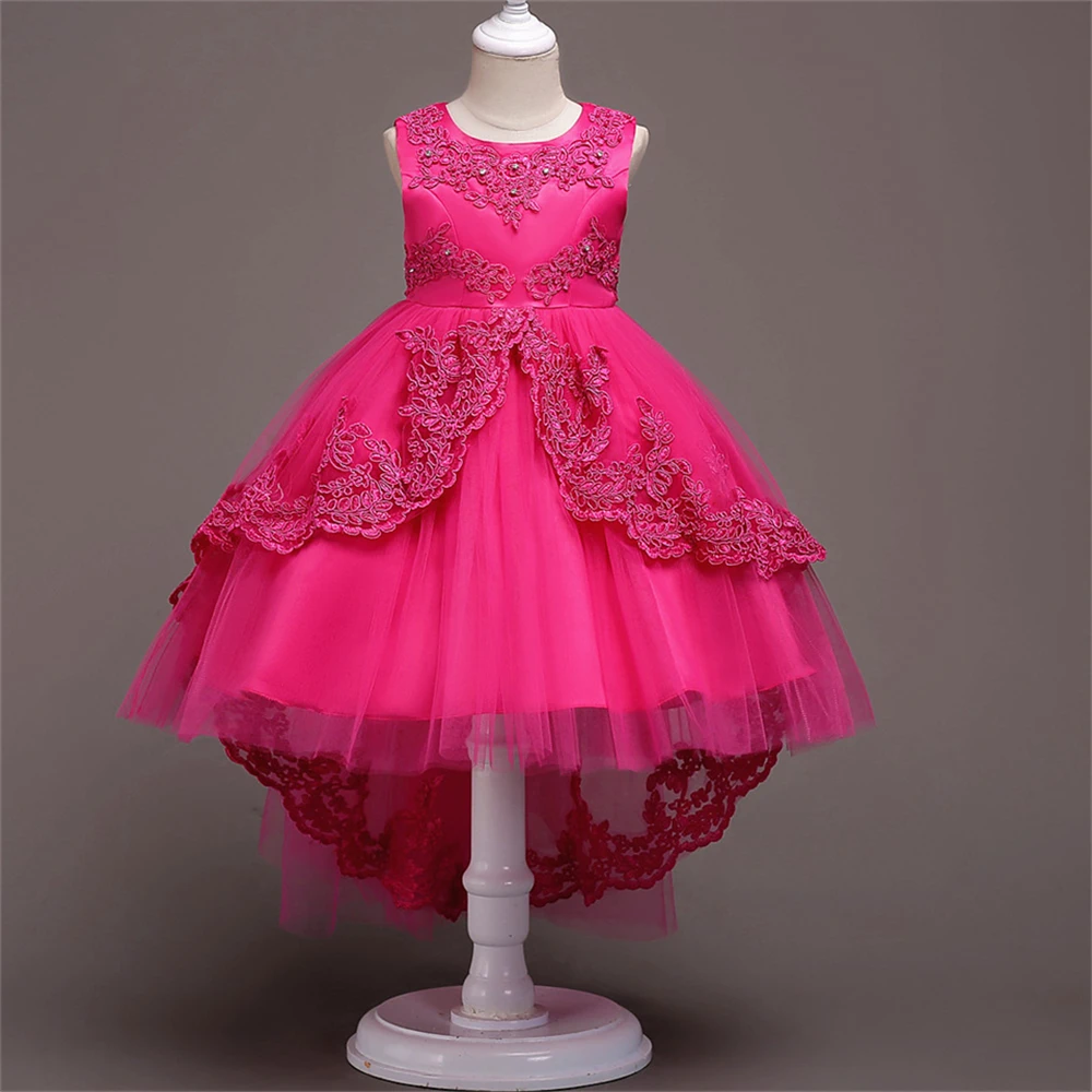 Boutique Girls Summer Floral Dress Princess Lace Embroidery Dresses for Teenage Diamond Tulle Trailing Eveving Party | Детская одежда и