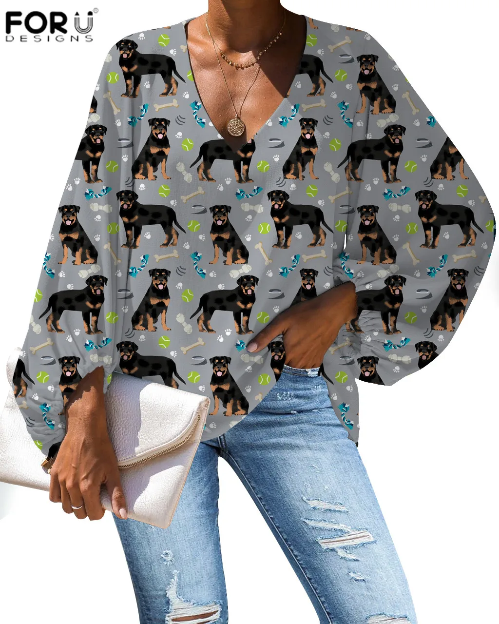 FORUDESIGNS/Женские топы с v образным вырезом мягкая шифоновая блузка черного и