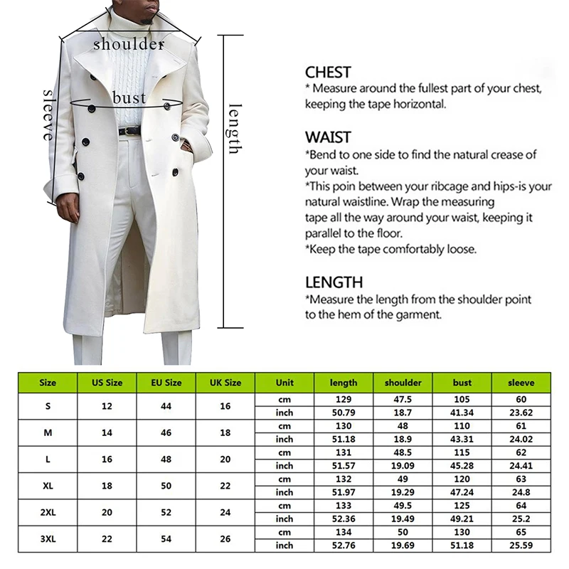

2020 Winter Trench Coat Men Wool Jacket Men's High-quality Wool Coat Casual Slim Collar Wool Coat Men's Long Trench Coat