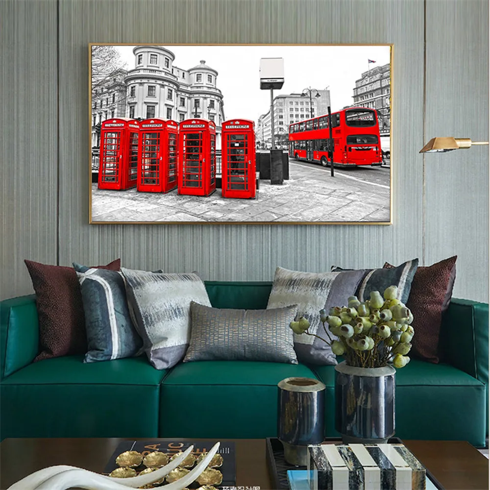 Картина Лондона Биг Бен красная телефонная будка плакат печать на холсте