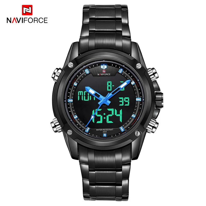 Top Brand NAVIFORCE Military Sport Watch for Men Luminous Dual Time Calendar Stainless Steel Waterproof Watch Relogio Masculino