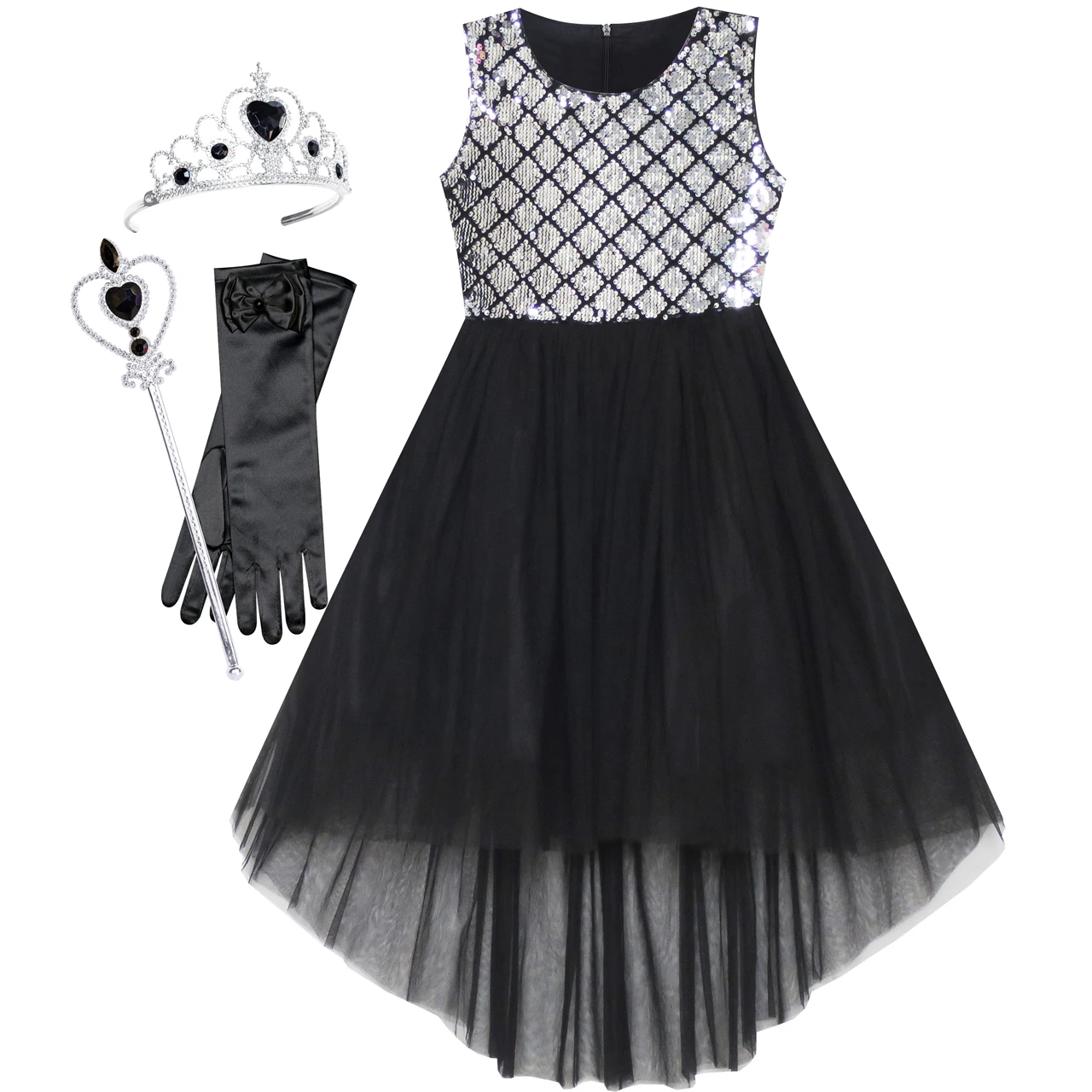 Платье с цветочным узором для девочек Праздничное платье принцессы блестками и