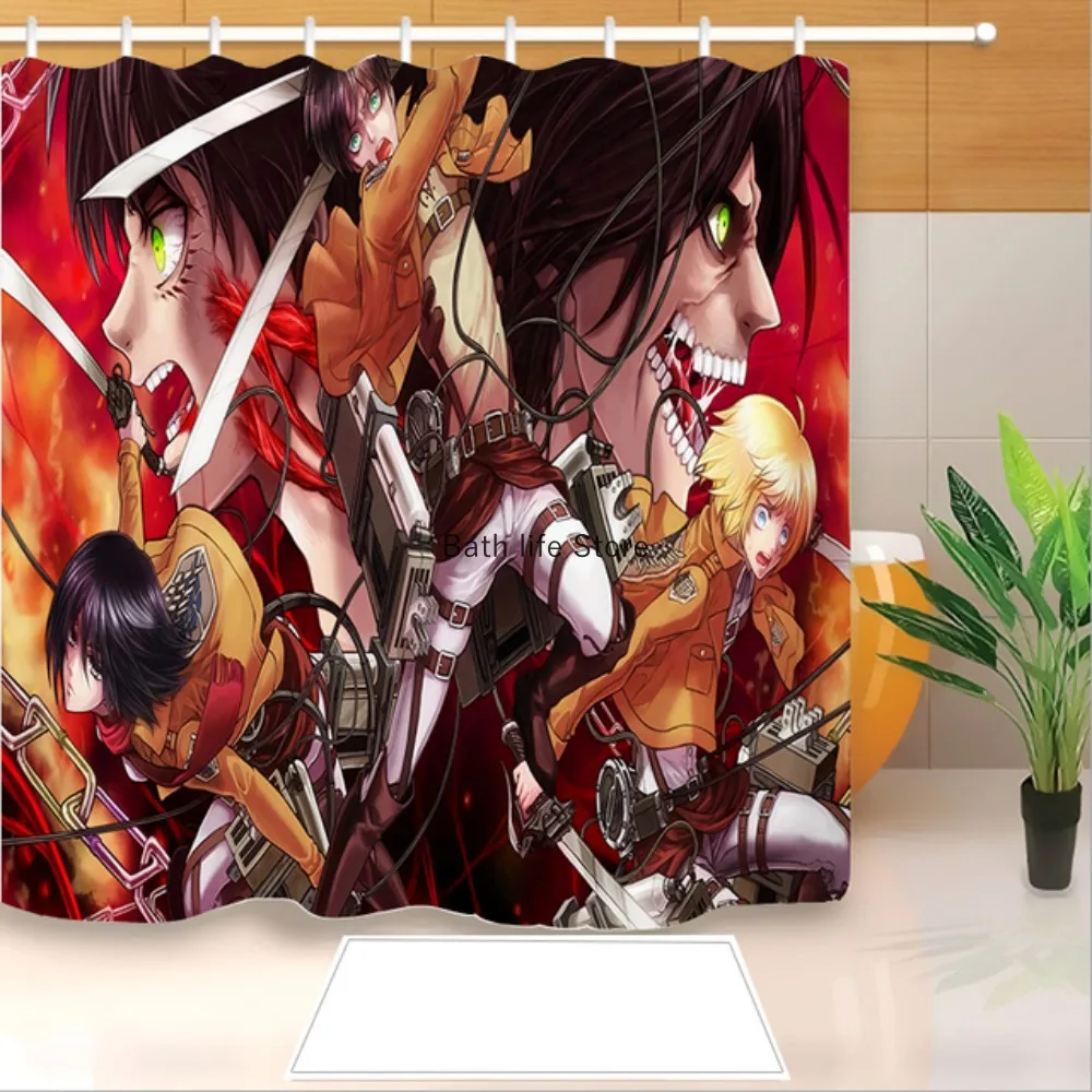 

Anime Attack on Titan Bathroom Decor Shower Curtain Waterproof Polyester Cloth Curtain Set Game Gift Decoration Home