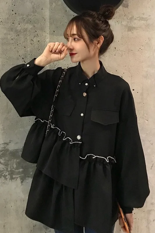 Женская рубашка с длинным рукавом черная принтом Первая любовь Новый шикарный