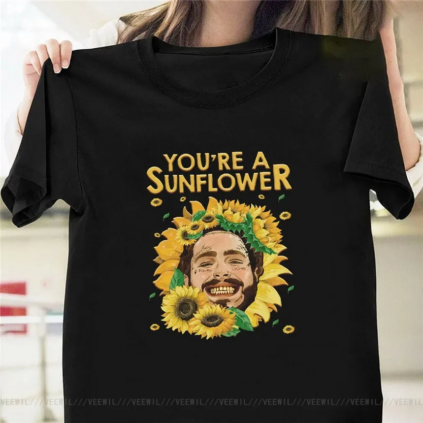 

Футболка мужская с надписью «You Are A Sun Flower Post Malone», хлопковая тенниска в стиле ретро, цвет черный, размер S 3XL, лето