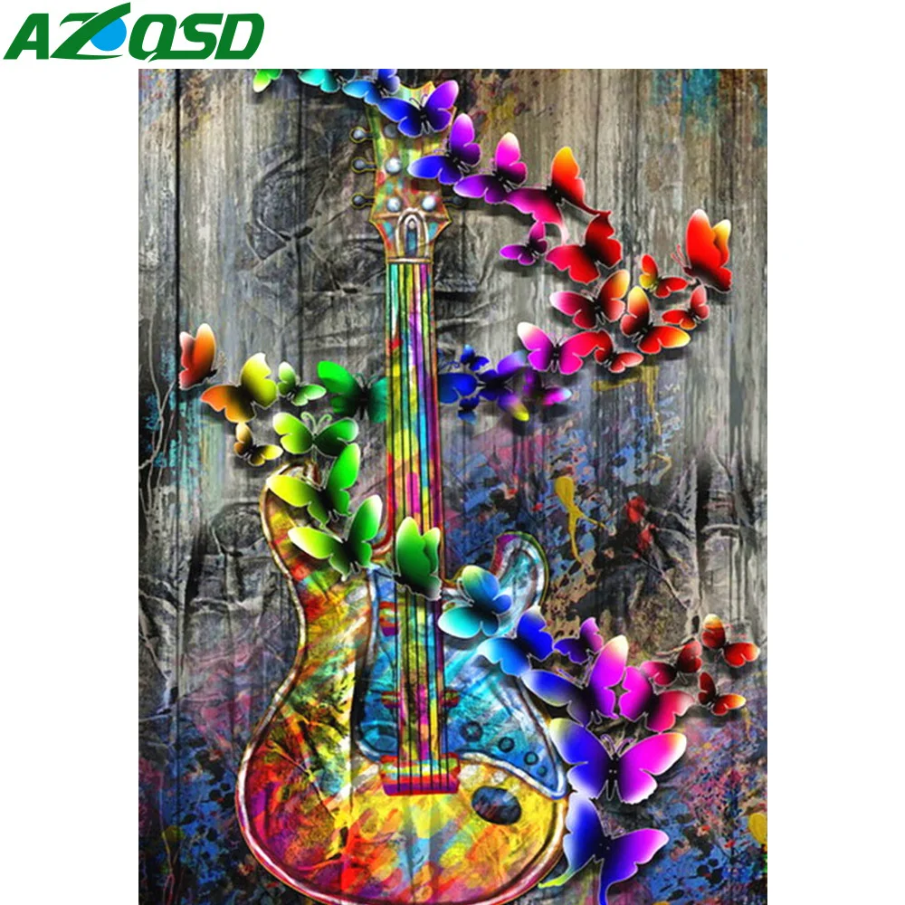AZQSD Алмазная Вышивка Бабочка 5D алмазная вышивка животные гитара мозаика картина