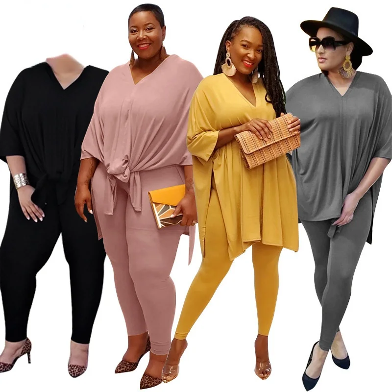 

Summer Plus Size Women Clothing Two Piece Set Tops And Sweatpants Leggings Jogging Suit 2 Piece Sets Tracksuit Sport Outfits 5XL