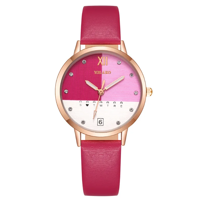 

Luxury Ladies Quartz Watch Creative Color Matching Diamond Roman Numerals Watch For Women Red Clock Women Digital Watches Gift