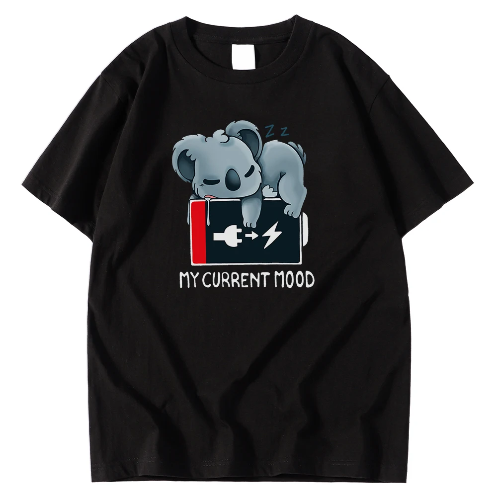 

My Current Mood Cute Little Bear Sleep Print Men Tees Shirts Spring Summer Top Fashion Style T-Shirts Large Size Male Tees Shirt