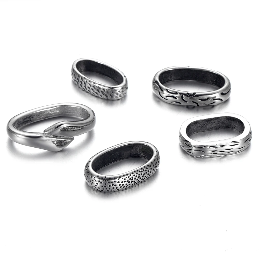 Бусины Из Нержавеющей Стали овальные большого отверстия 12x6 мм для кожаного шнура