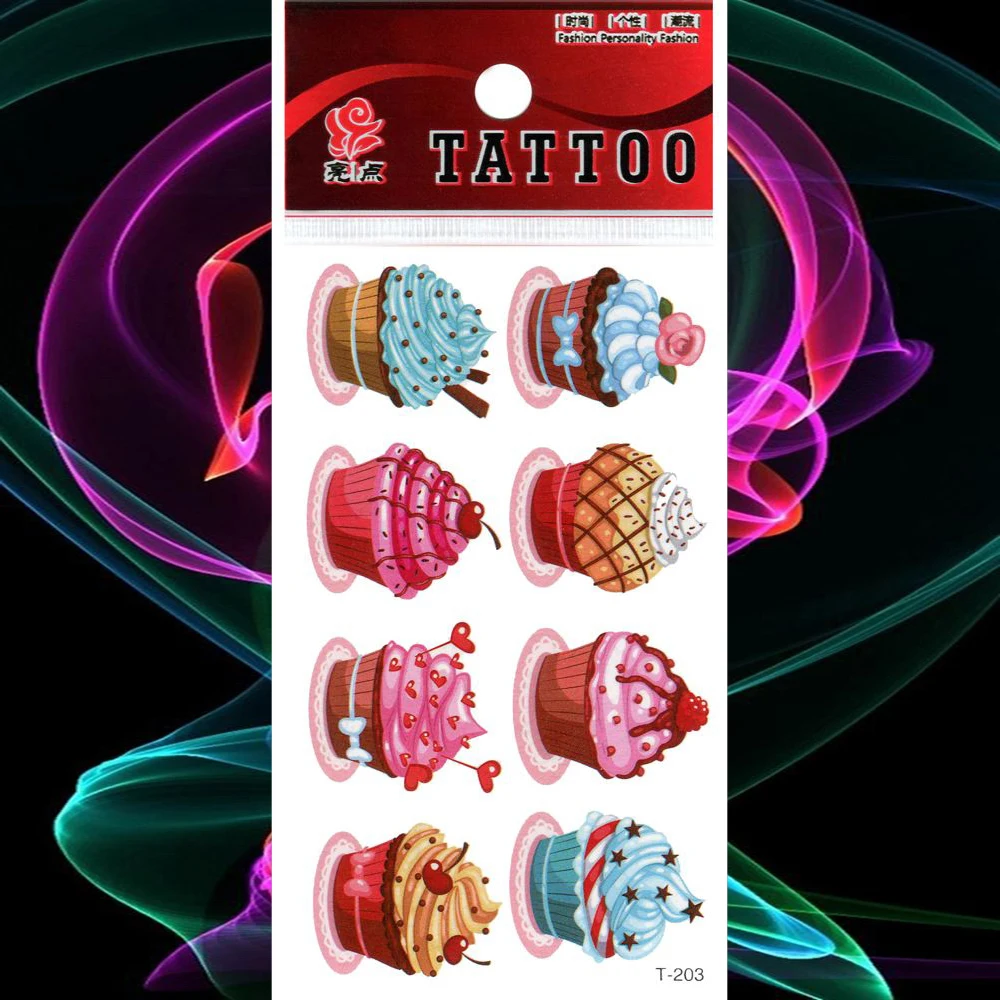 Водонепроницаемые временные тату наклейки 3d акварельные мороженое поддельные