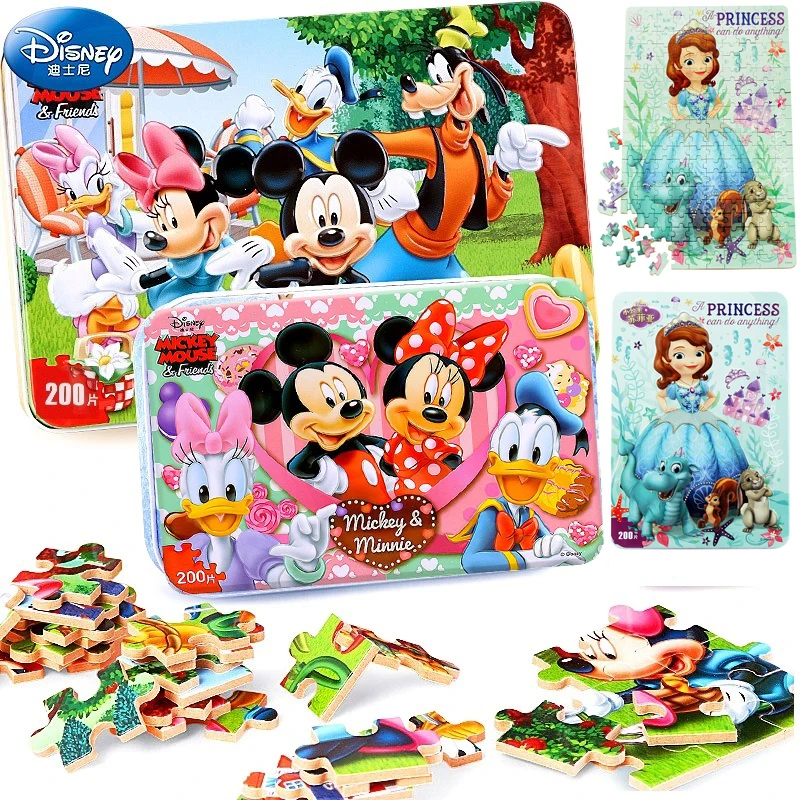 

Disney Jigsaw Puzzle 200 Pieces of Paper Puzzles Mickey/Snow White/Frozen/winnie/race Car Toys for Children Birthday Gift