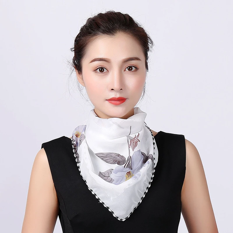 Женский Шелковый шифоновый шарф маска многоразовые шарфы маски для лица с