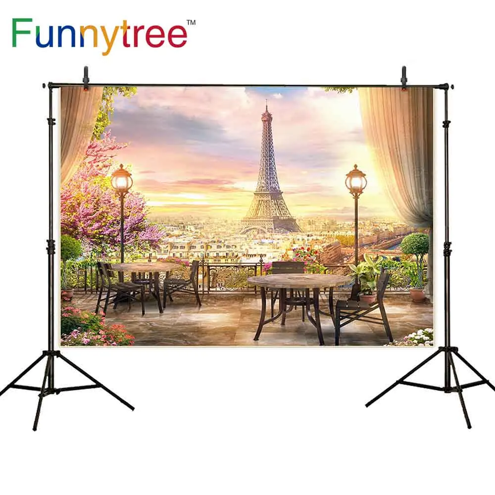 

Funnytree фотобудка фон стол цветок Эйфелева башня Париж светильник занавес фотосессия фотостудия Фотофон