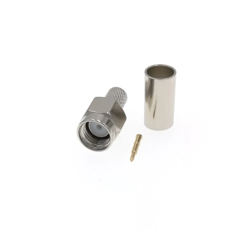 Обжимные штекеры SMA RG58 RG142 LMR195 RG400 прямой радиочастотный Соединитель с никелевым