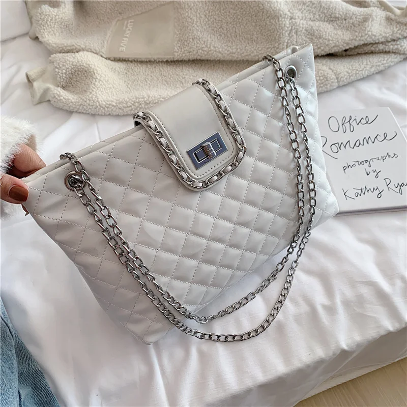 

Lattice Large Capacity Shoulder Bag Letter Design Leather Pu Quailty Female Luxury Handbags Women Bag Designer Sac A Main Femme