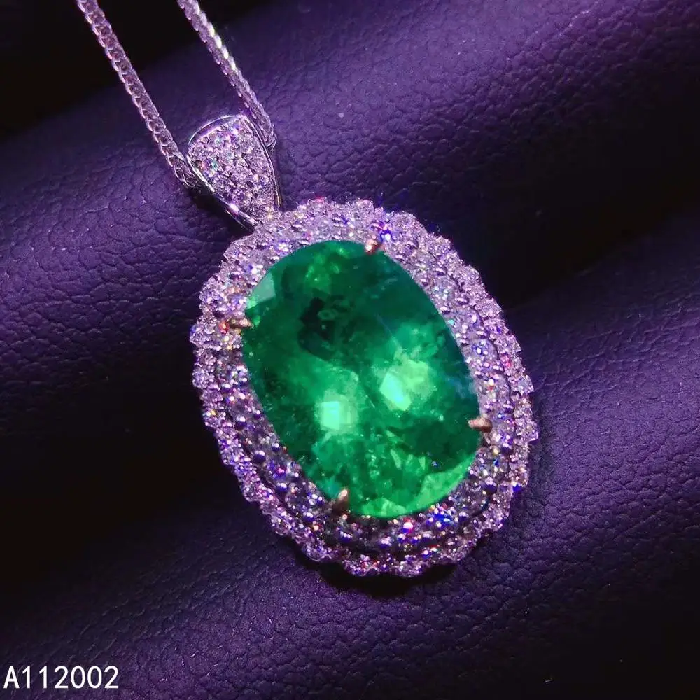 KJJEAXCMY Fine Jewelry Natural Emerald 925 Sterling Silver New Women Pendant Necklace Chain Support Test Lovely Hot Selling