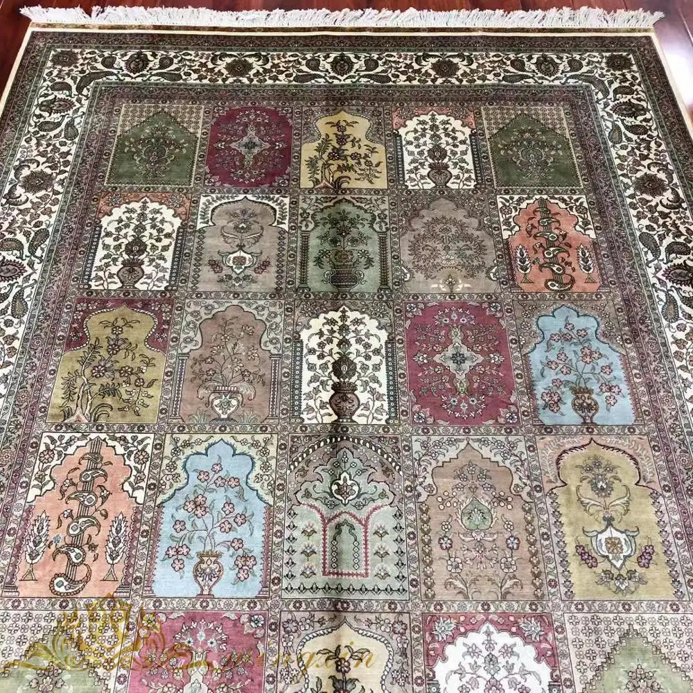 

5.5'x8' Hand Weave Four Seasons Silk Carpet Home Interior Area Rug Oriental Silk Rug