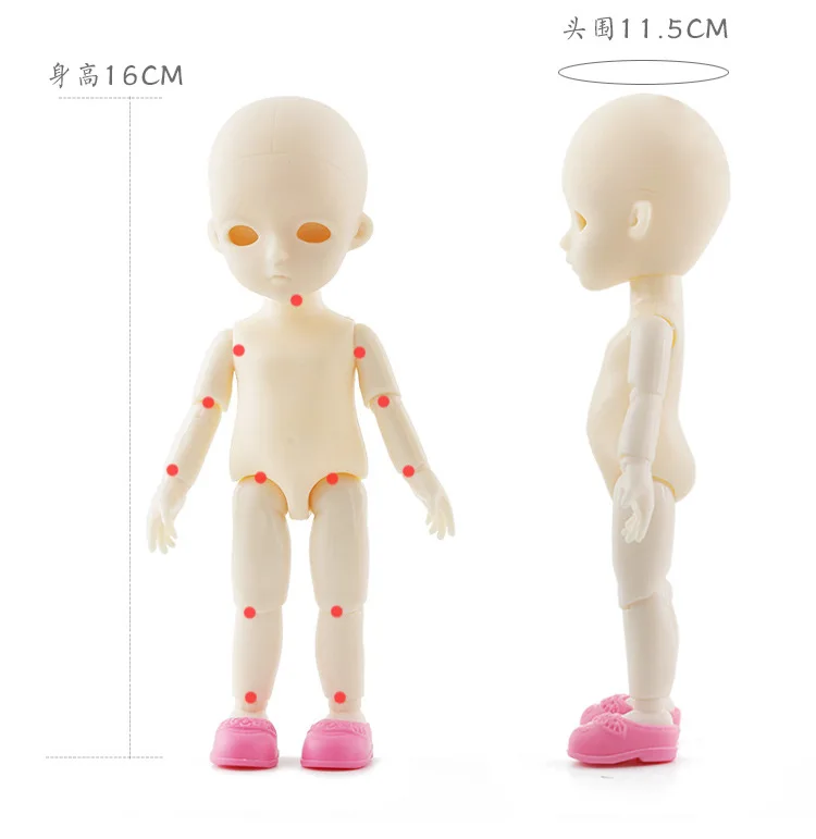 1/12 BJD куклы 13 шарниров подвижная Детская кукла лысая голова 16 см DIY оригинальные