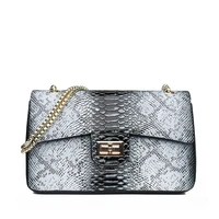 threepeas snake pattern womens bag chain shoulder bag vintage contrast color handbag for women high quality crossbody bag