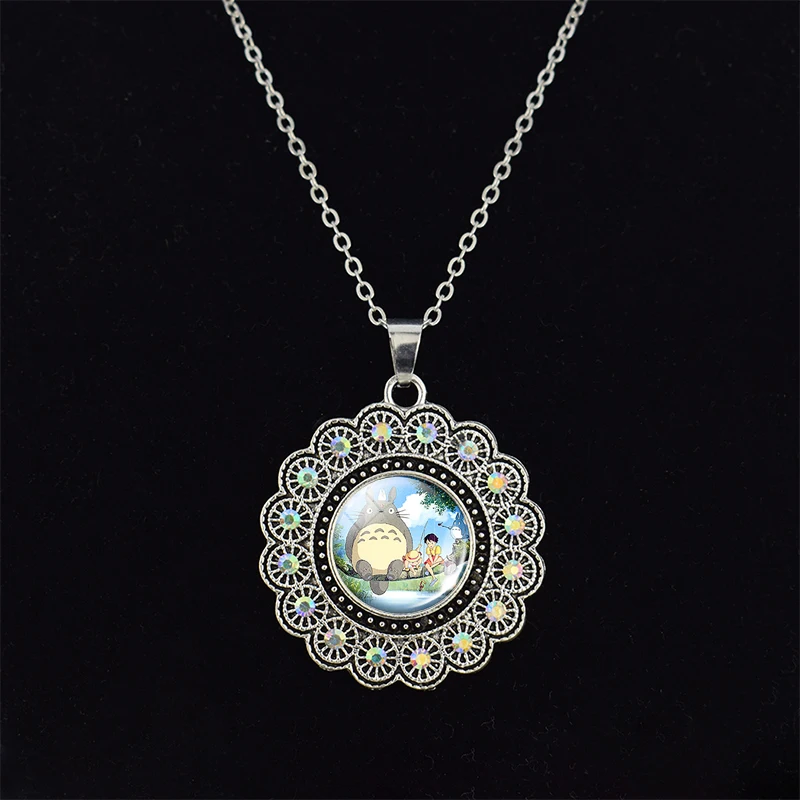 Ожерелье из аниме манги Мой сосед Тоторо стеклянный кабошон студийная подвеска