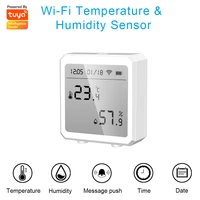 new tuya smart wifi temperature and humidity sensor ultra low power consumption battery power with lcd screen display alarm push