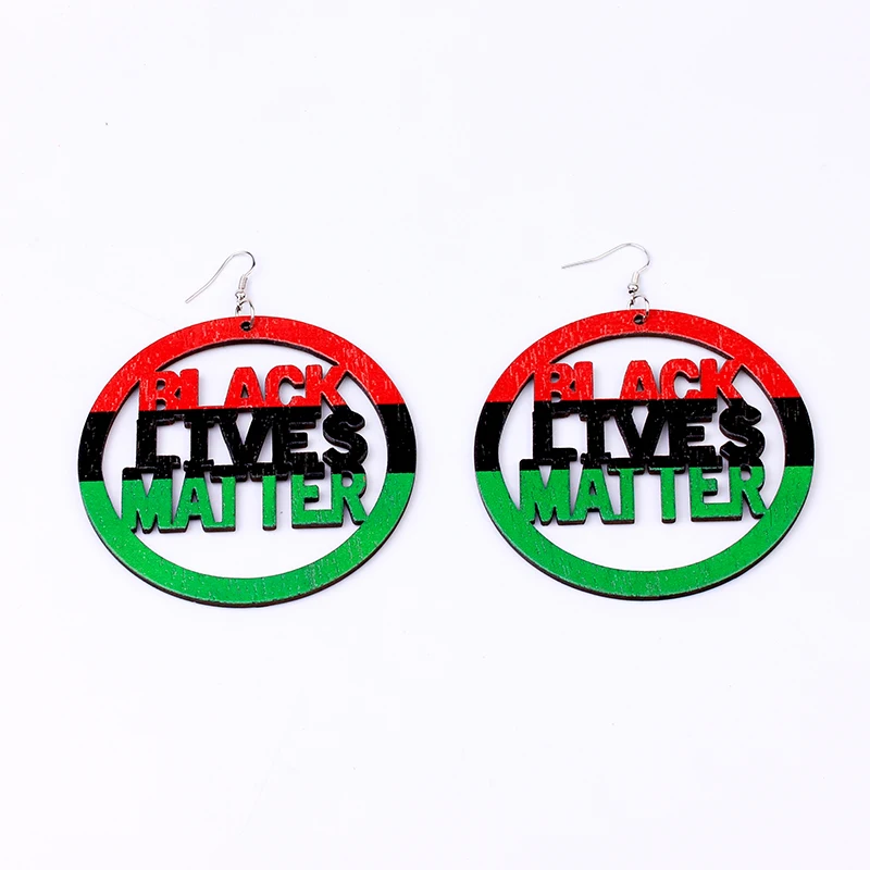 Серьги 8 см с инициальной надписью Black Lives material разноцветные массивные полые