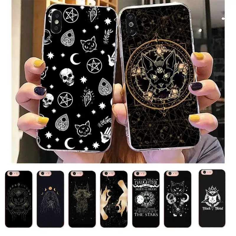 

Witches cat moon Tarot Phone Case For DIY iPhone X XS MAX 11 12 13 pro max 6 6s 7 7plus 8 8Plus 5 5S XR SE 2020 Transparent case