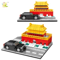 huqibao 310pcs chinese capital beijing palace vehicle model building block city street view ancient architecture bricks toys kid