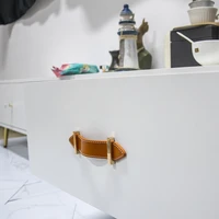 first layer cowhide furniture handle wardrobe door cabinet door shoe cabinet tatami drawer hermes leather handle