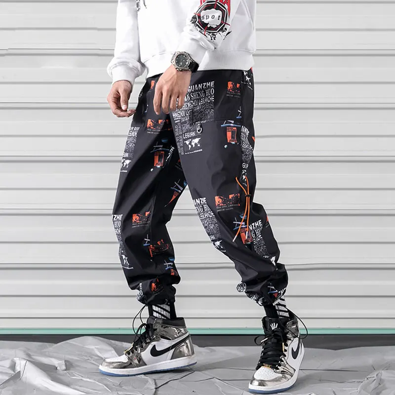 Мужские брюки с принтом FAVOCENT повседневные свободные до щиколотки из полиэстера