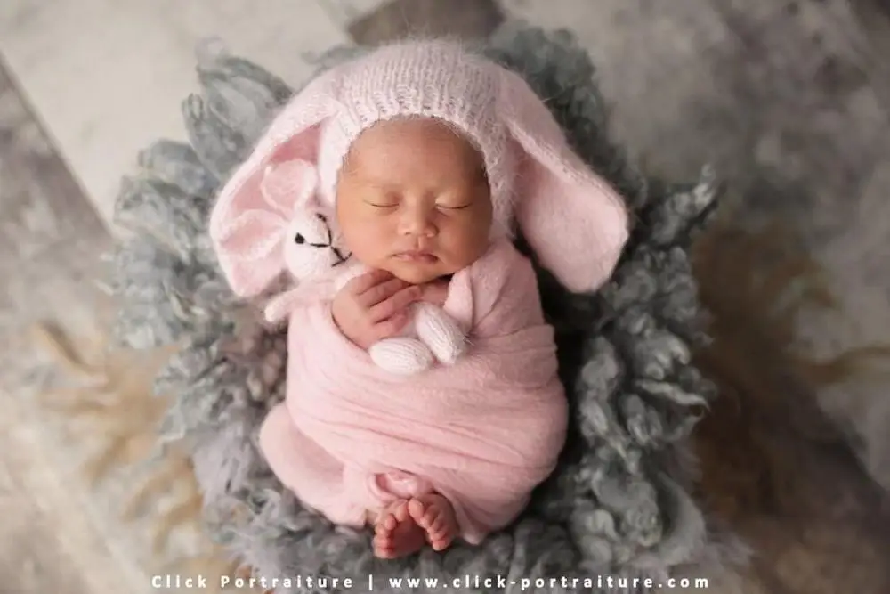 hat and toy Ангорская шапочка для новорожденных, вязаная шапка с мишкой Тедди, набор одинаковых игрушек, реквизит для фотосессии, классический пушистый капот с животным, наполнитель, игрушка - Цвет: hat and toy