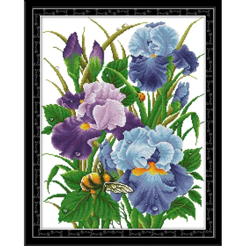 

Joy Sunday Cross Stitch Iris 2 DIY Needlework Handmade Kit DMC 11CT 14CT Counted and Printed Embroidery Set For Home Decor Gift