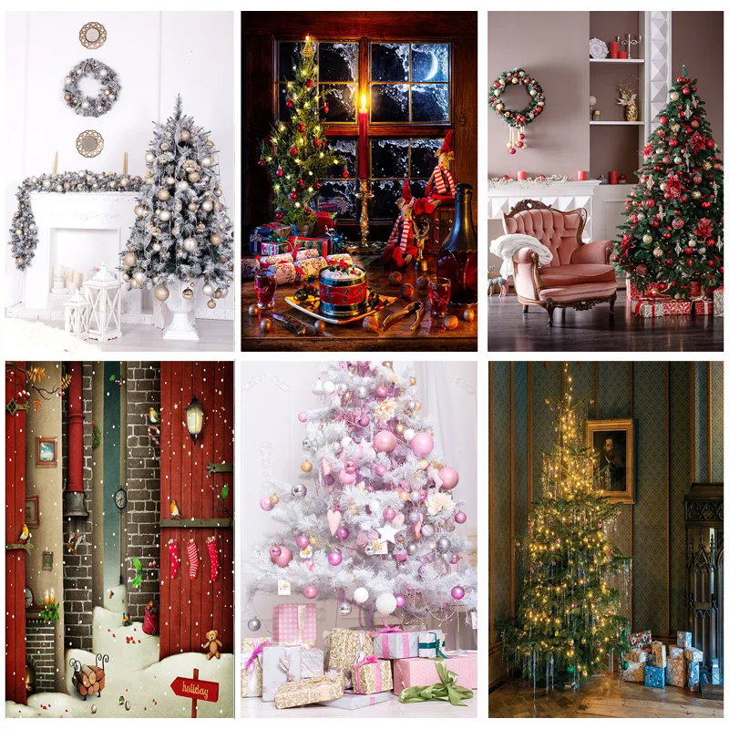 

SHENGYONGBAO Christmas Theme Photography Background Snowman Christmas tree Portrait Backdrops For Photo Studio Props 2197 DHT-08