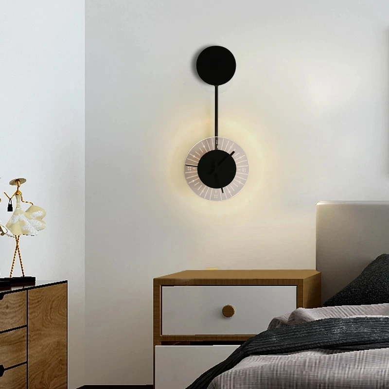 

Modern Wall Lamp Personality Bedroom Bedside Clock Wall Lamp Study Wall Decorative Lighting Designer Living Room Aisle Wall Lamp