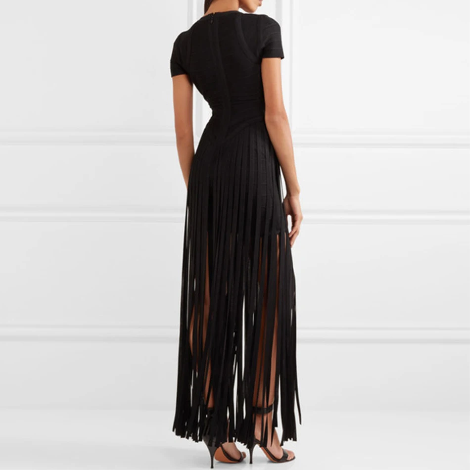 Новинка 2019 Черное женское Бандажное платье соблазнительное с коротким рукавом и