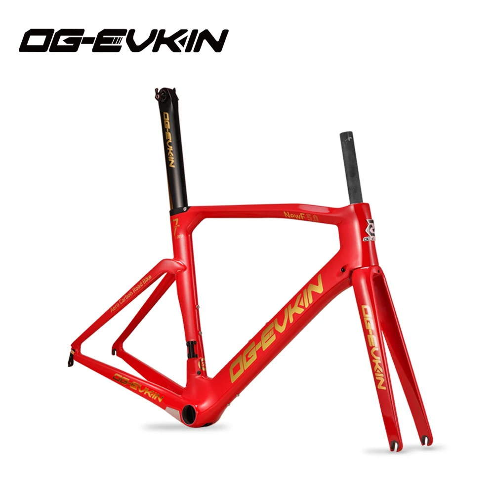 OG EVKIN CF 017 углеродный шоссейный велосипед рама UD BB386 Глянцевая руль для велосипеда
