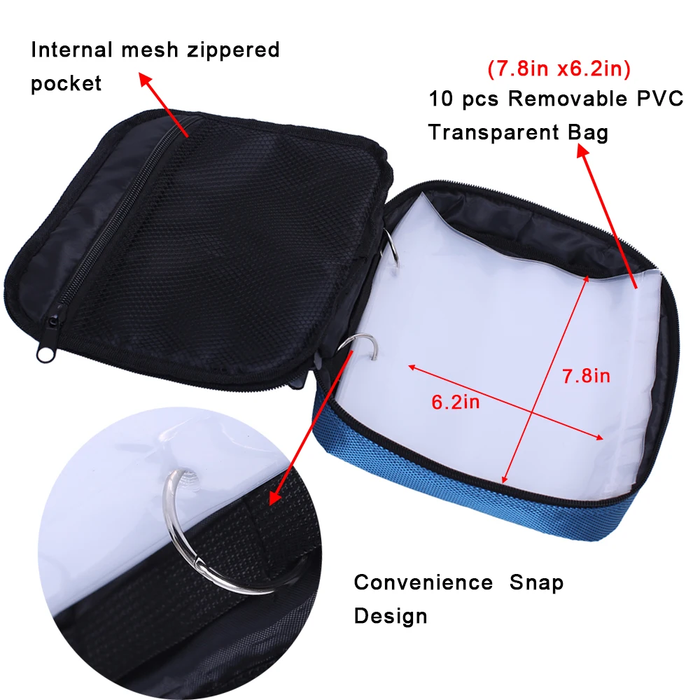 10” x8.5” x 2” Black Soft Bait Binder Bag Fishing Lure Storage Wallet Plastics Tackle Box for Worms and Jigs | Спорт и