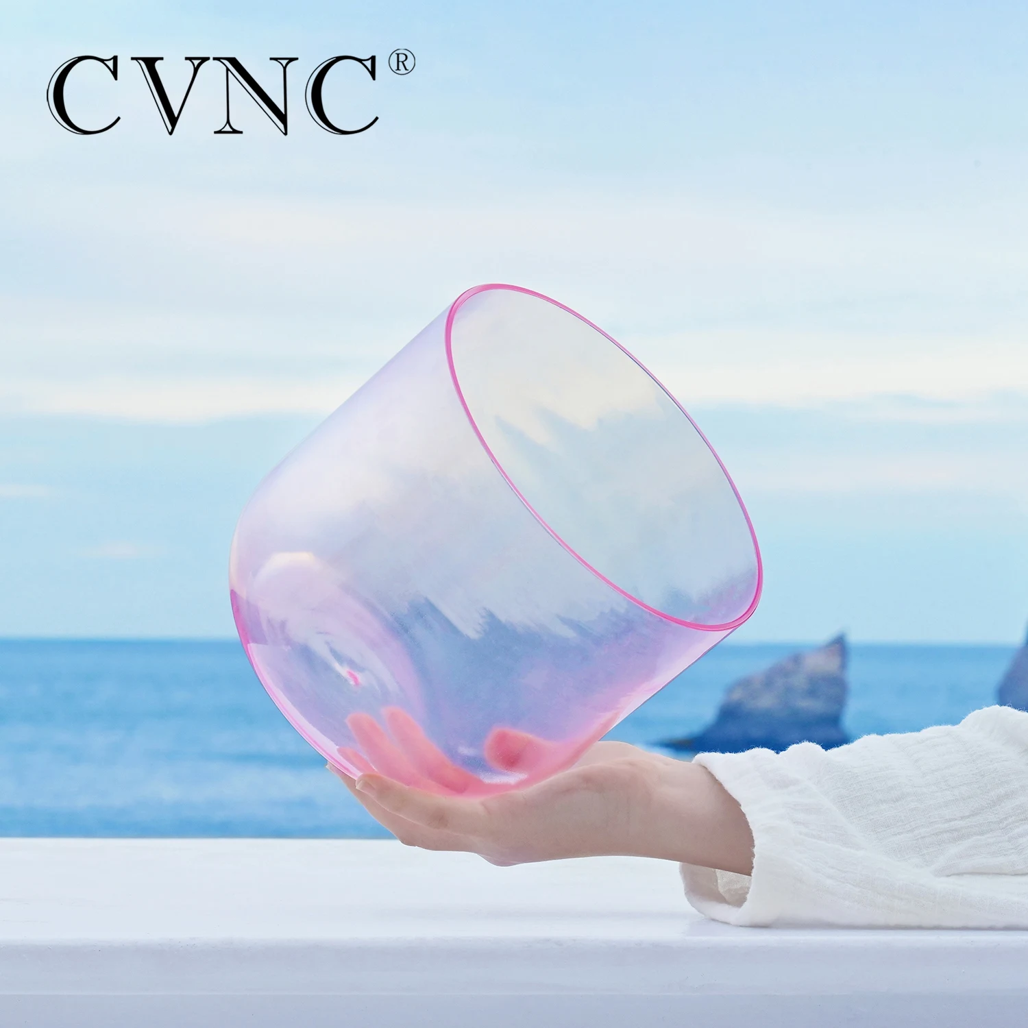 CVNC 7-дюймовая светло-Розовая прозрачная кварцевая Хрустальная Поющая чаша 432 Гц