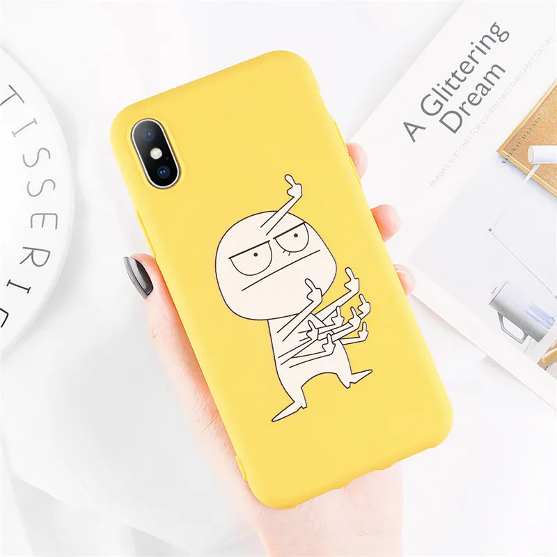 KJOEW мультфильм Жираф чехол для телефона для Apple iphone X XS Max XR 6S 6 7 8 Plus милый Lazzy Кот средний палец крышка Мягкий ТПУ чехол s - Цвет: T4