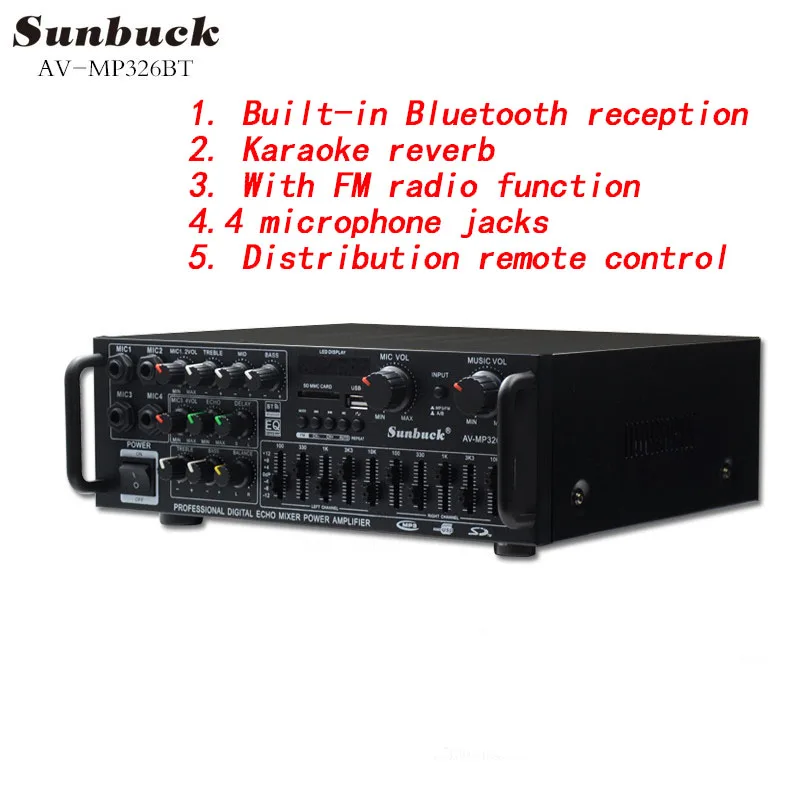 Усилитель Bluetooth 110 В 220 12 300 Вт х 2 0 усилитель домашнего кинотеатра AV-MP326BT караоке OK EQ