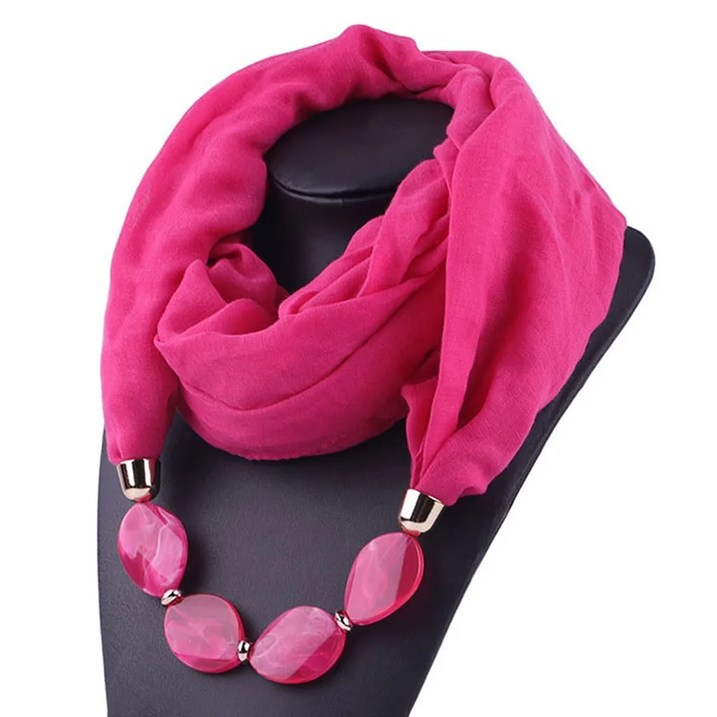 Women Fashion Solid Color Necklace Pendant Scarf Ethnic Style Soft Necklace Scarf Femme Accessories New Arrival#P15